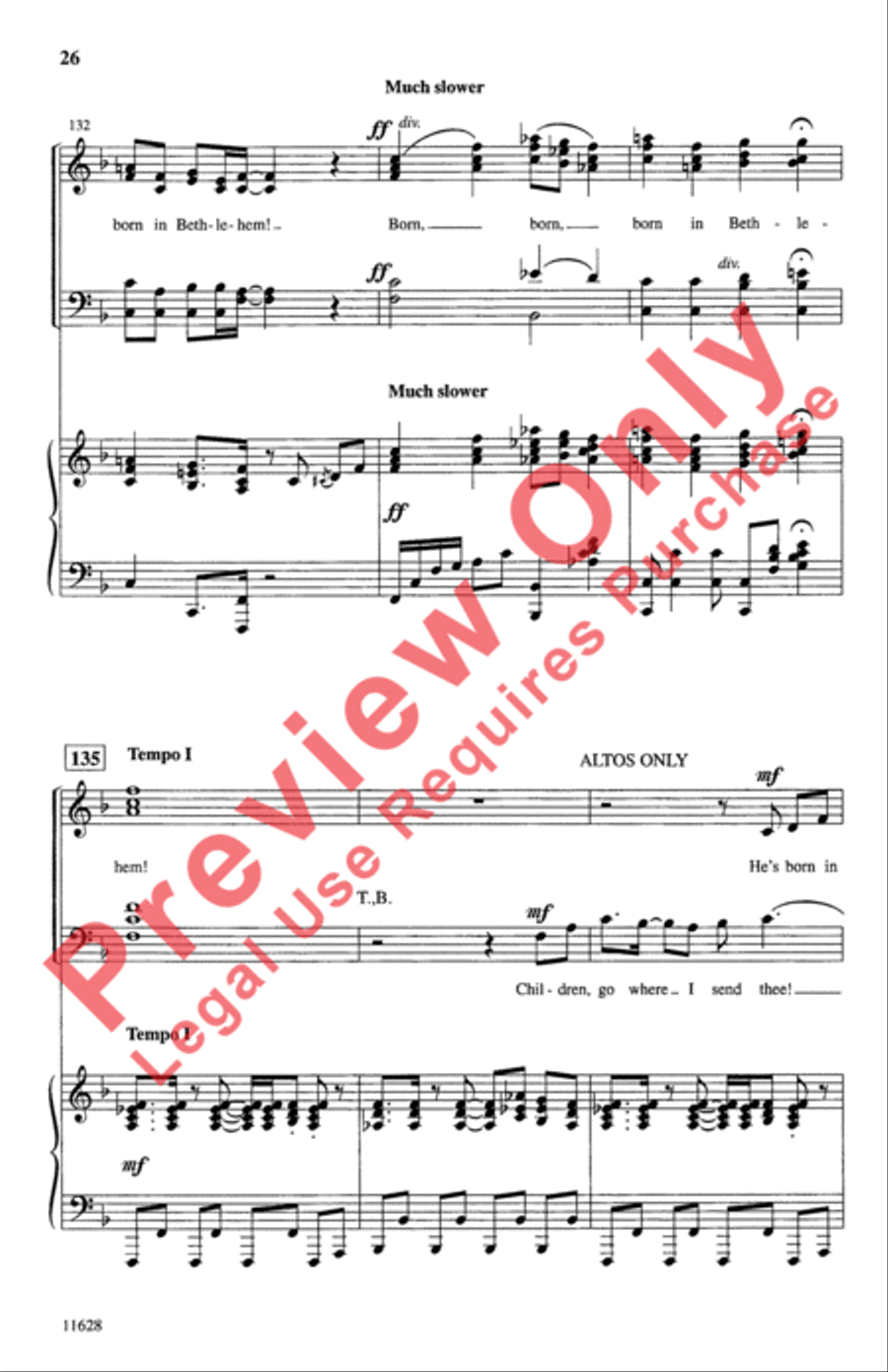 Children, Go Where I Send Thee 4-Part scores gallery preview page 26