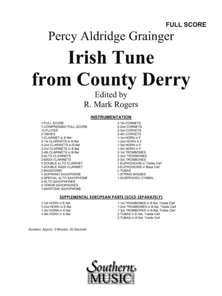 Irish Tune From County Derry Full Score