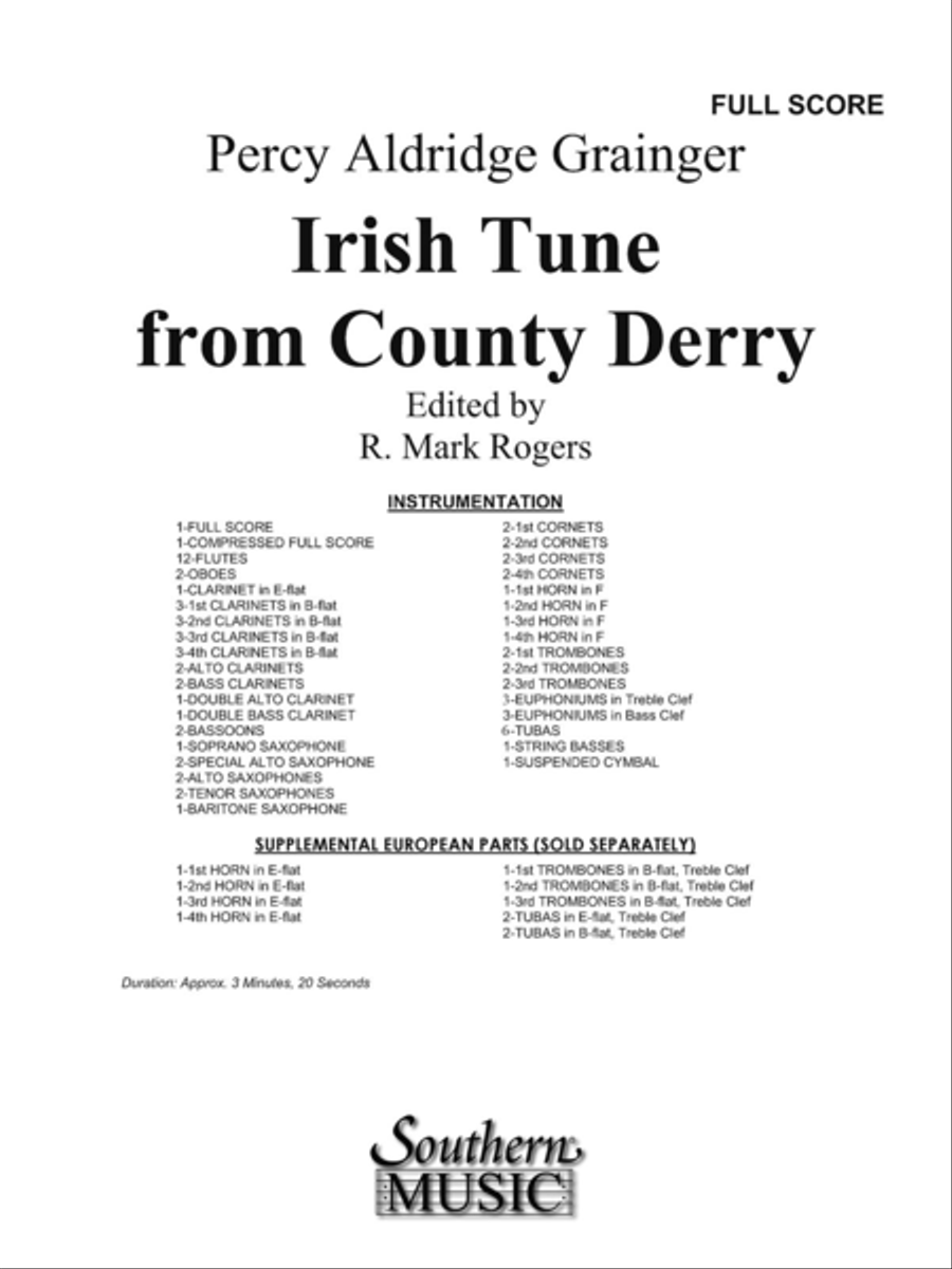 Irish Tune from County Derry Concert Band scores gallery preview page 1
