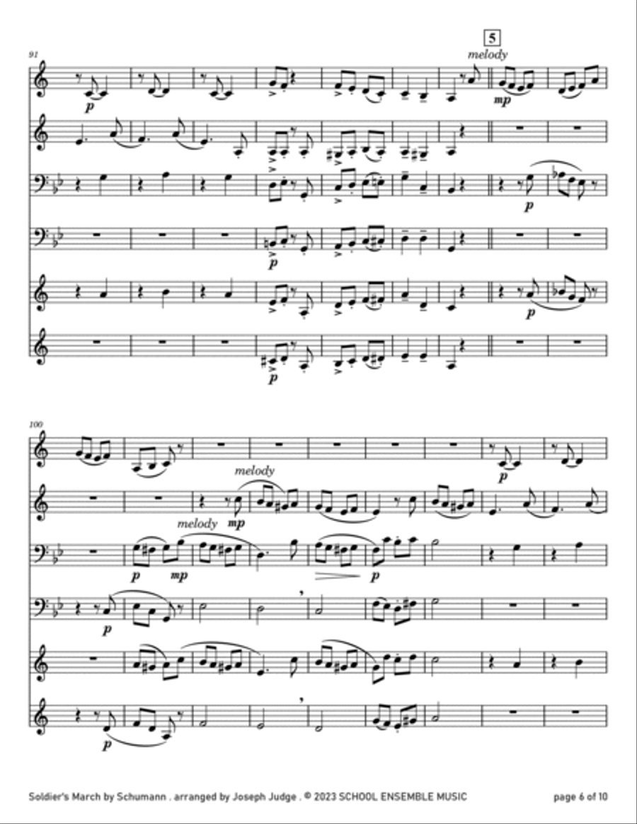 Soldier's March by Schumann for Brass Quartet in Schools Brass Quartet scores gallery preview page 6
