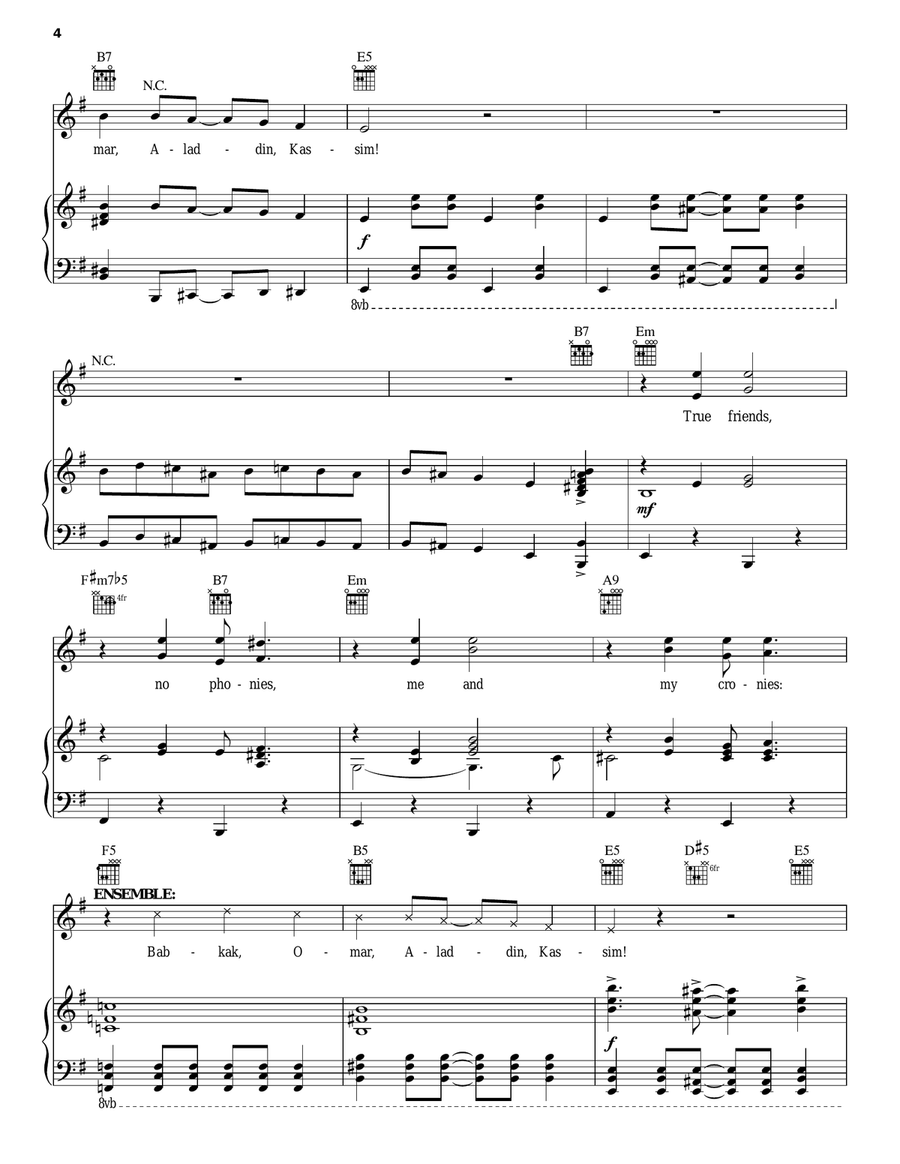 Babkak, Omar, Aladdin, Kassim (from Aladdin: The Broadway Musical) Guitar scores gallery preview page 4