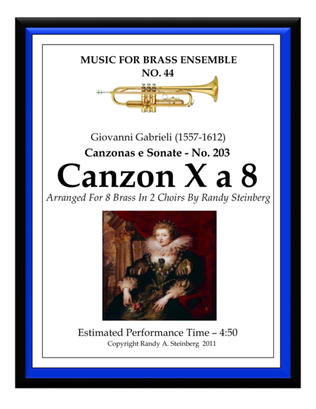 Book cover for Canzon X a 8 - No. 203