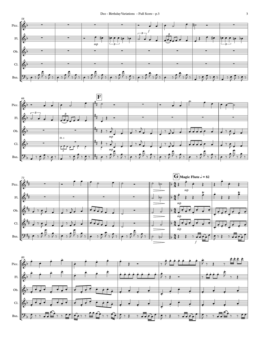Birthday Variations for Wind Quartet (picc, fl, ob/cl, bsn) Woodwind Quartet scores gallery preview page 5