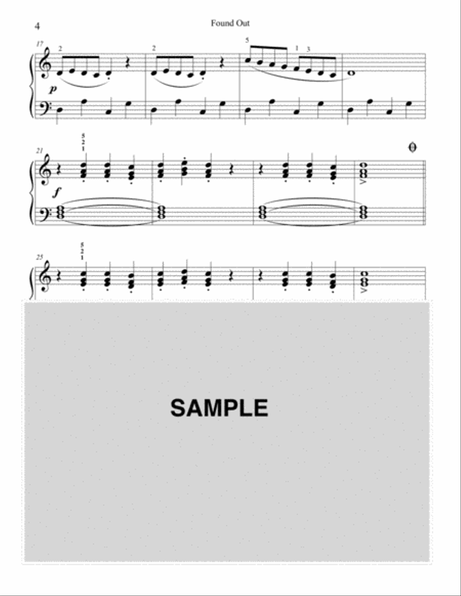 Found Out Piano Solo scores gallery preview page 2