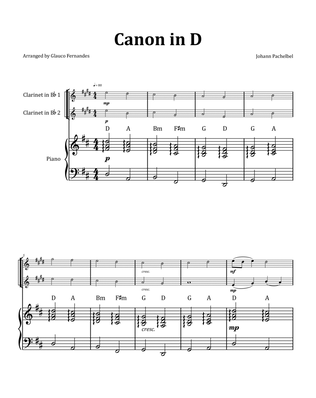 Canon by Pachelbel - Clarinet Duet with Piano and Chord Notation