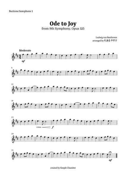Ode to Joy for Baritone Saxophone Trio by Beethoven Opus 125 image number null