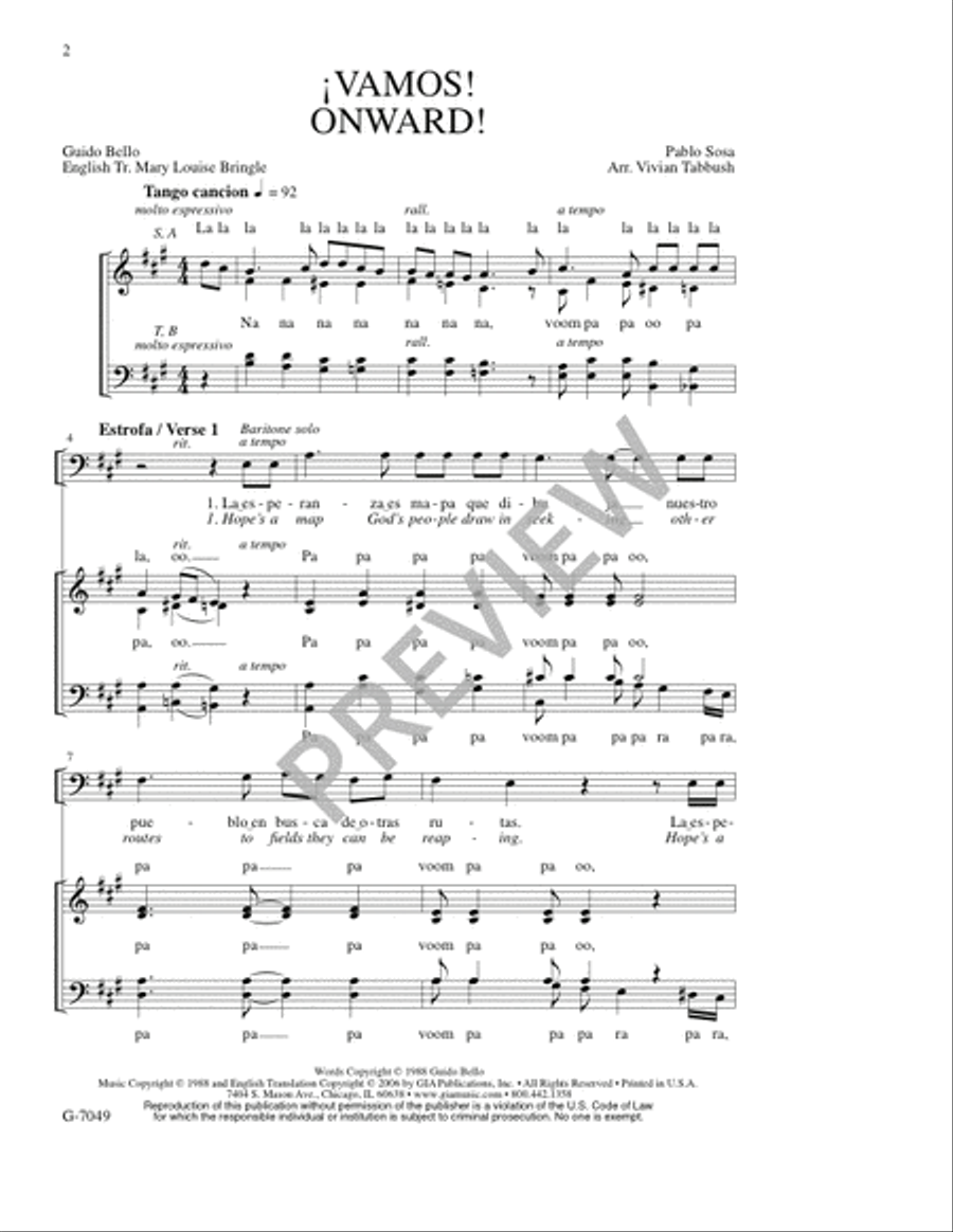¡Vamos! / Onward! ¡Vamos! / Onward! 4-Part scores gallery preview page 2