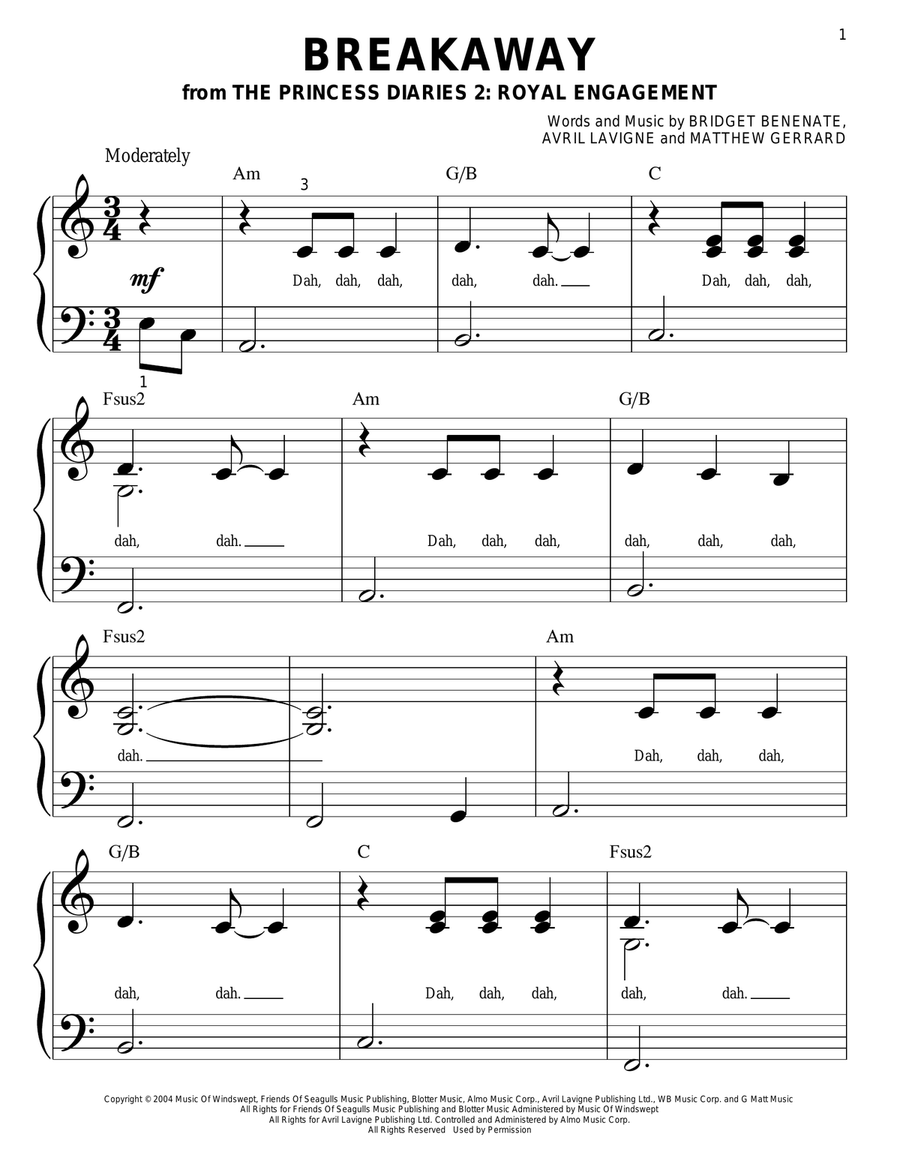 Breakaway Breakaway Easy Piano scores gallery preview page 1