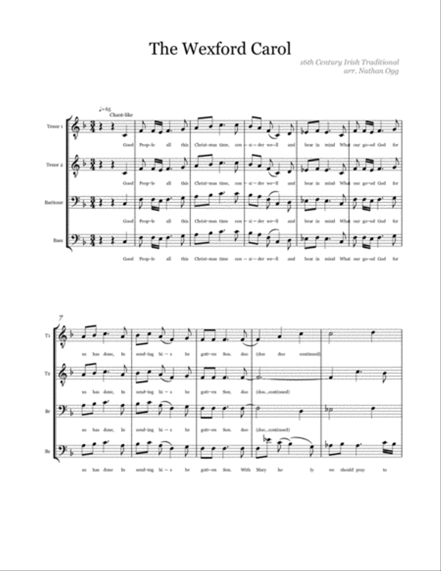 Wexford Carol TTBB scores gallery preview page 1