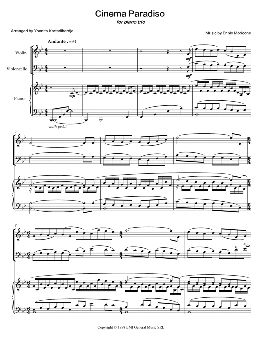 Cinema Paradiso Piano Trio scores gallery preview page 1