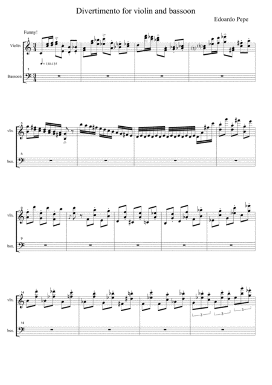 Divertimento for violin and bassoon Bassoon scores gallery preview page 1