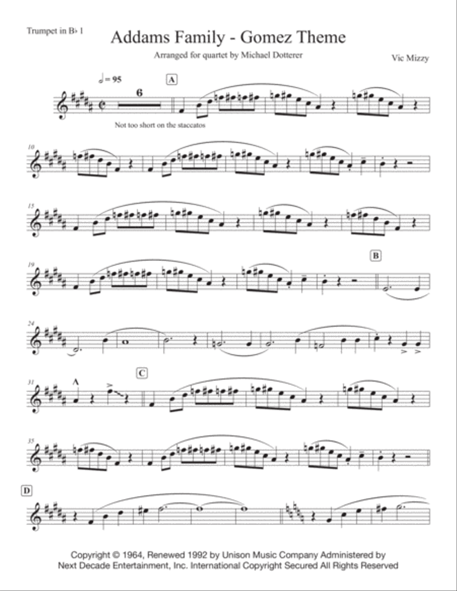 Addams Family Theme Chamber Music scores gallery preview page 2