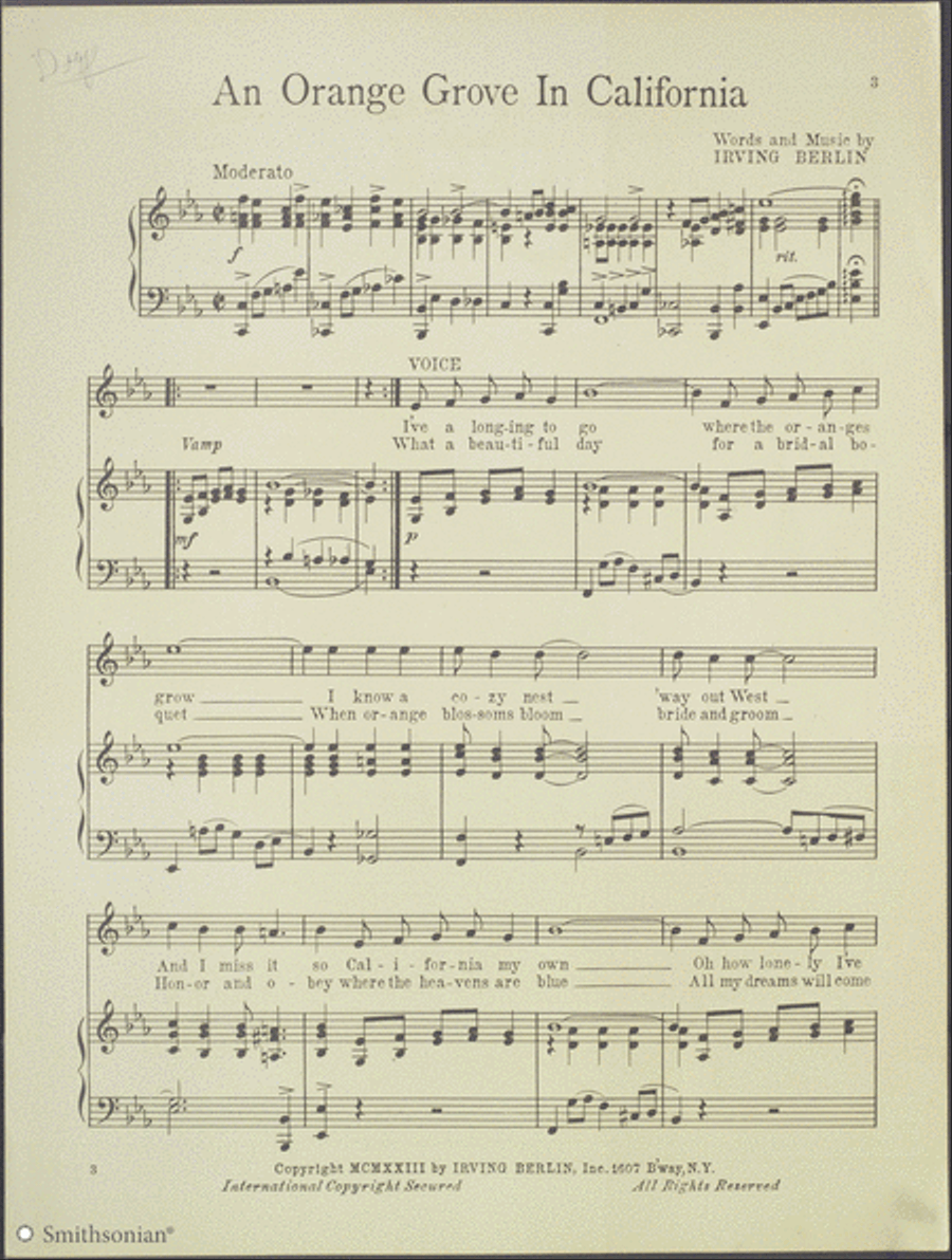 An Orange Grove in California Piano, Vocal scores gallery preview page 3
