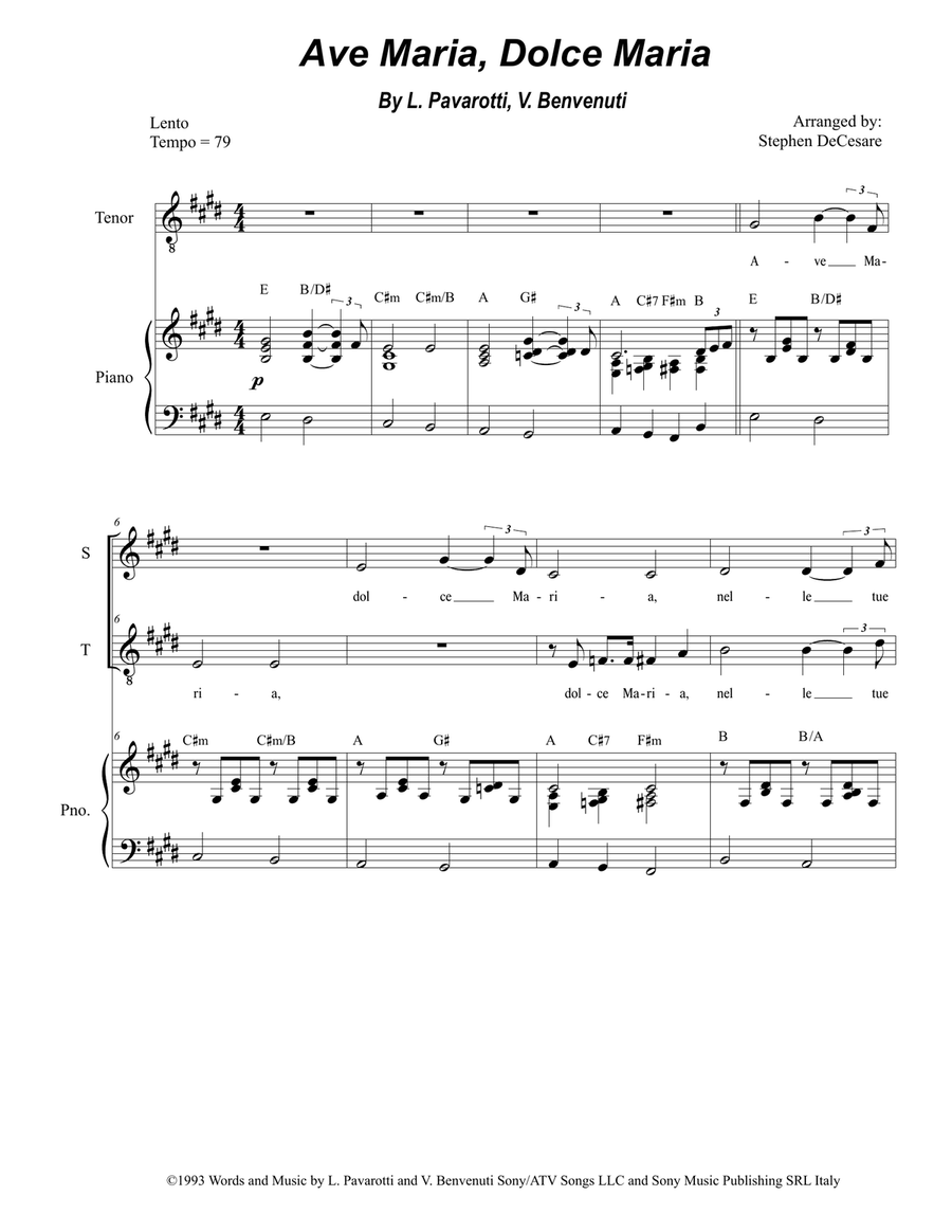 Ave Maria, Dolce Maria Vocal Duet scores gallery preview page 1