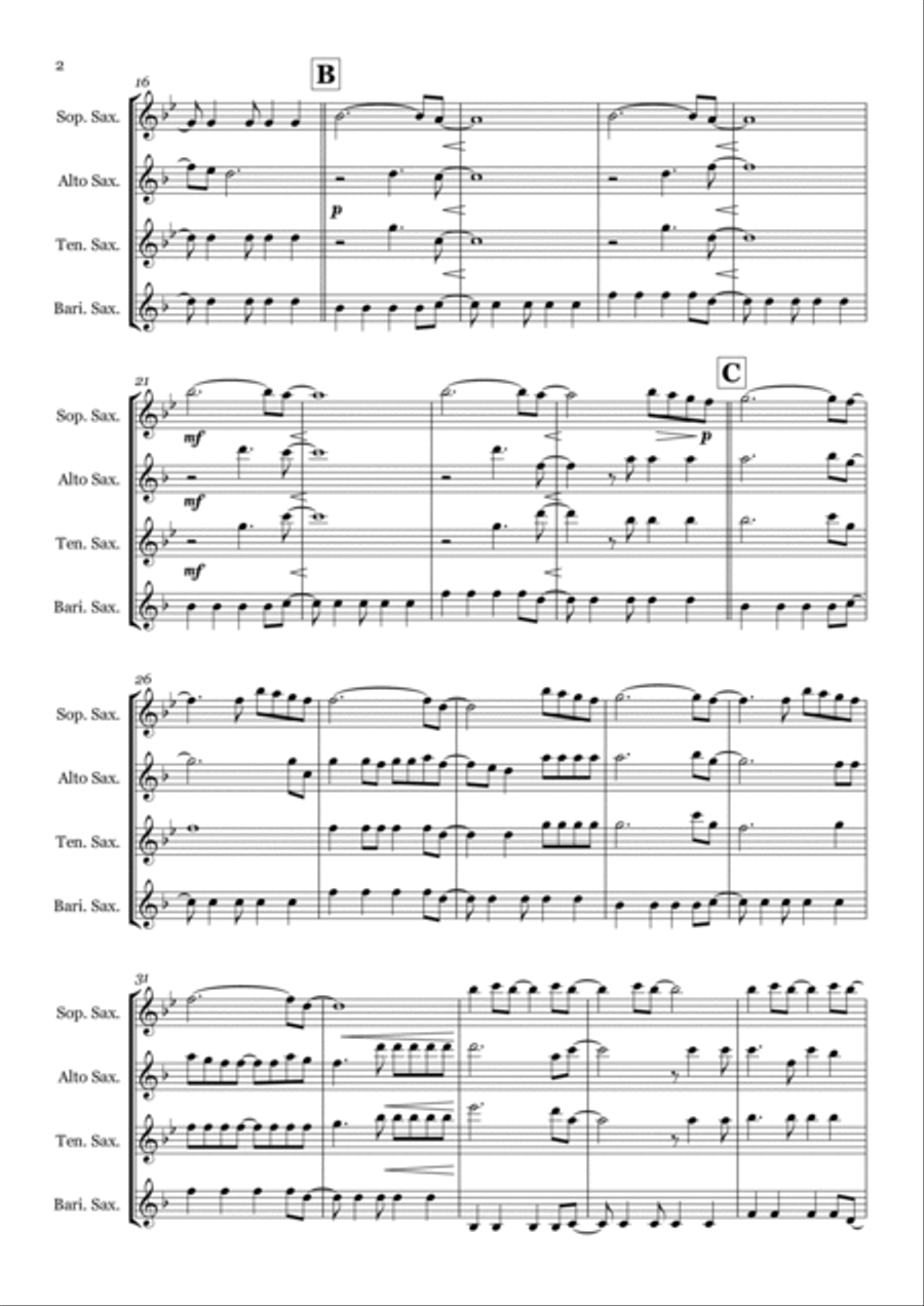 Viva La Vida Saxophone Quartet scores gallery preview page 2