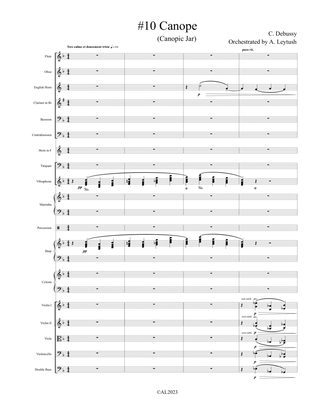 C. Debussy - Prelude #10 (II), "Canopic Jar", Orchestrated by A. Leytush - Score Only