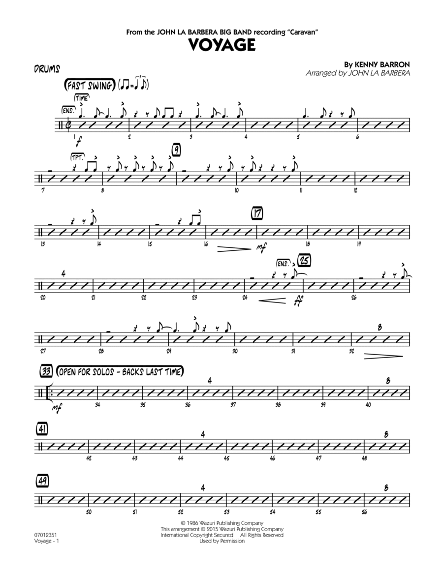 Voyage - Drums Drums scores gallery preview page 1