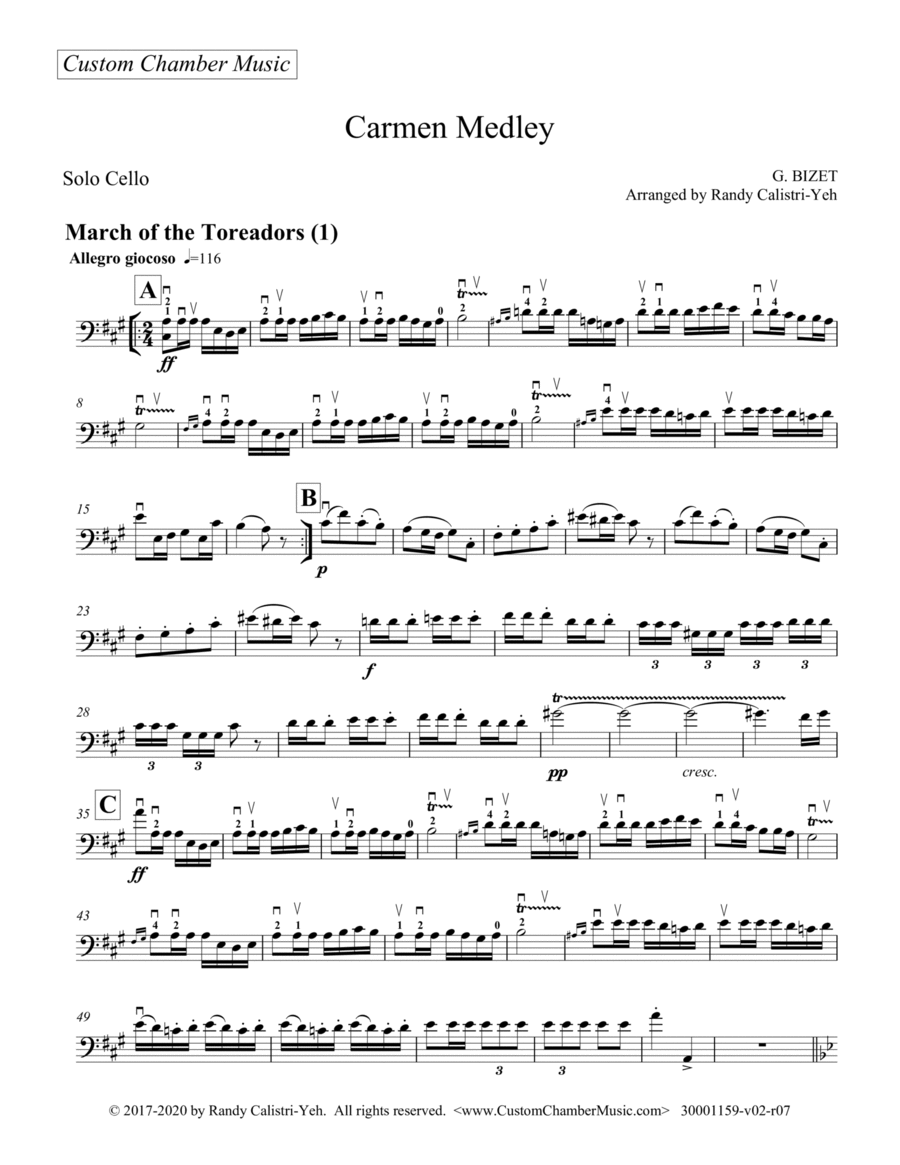 Bizet Carmen Medley (solo cello) image number null