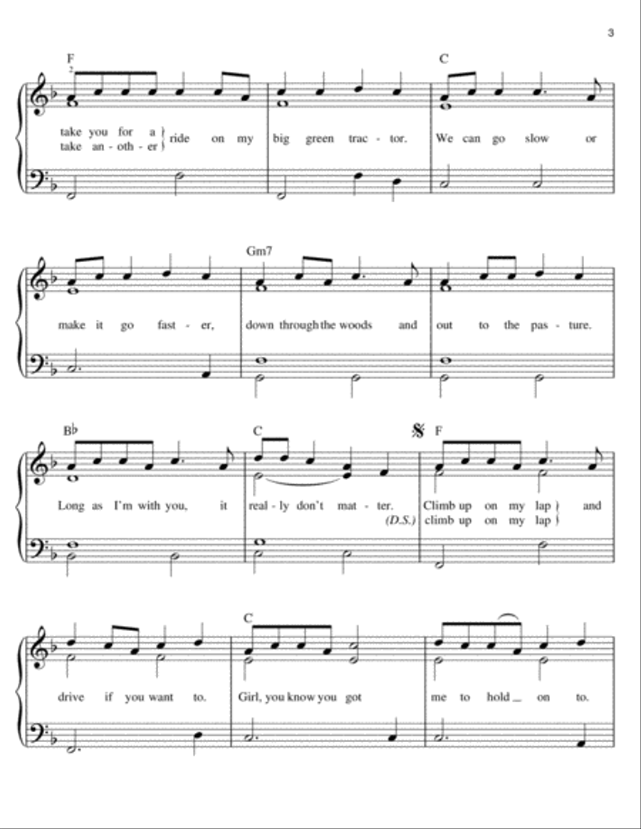 Big Green Tractor Easy Piano scores gallery preview page 3