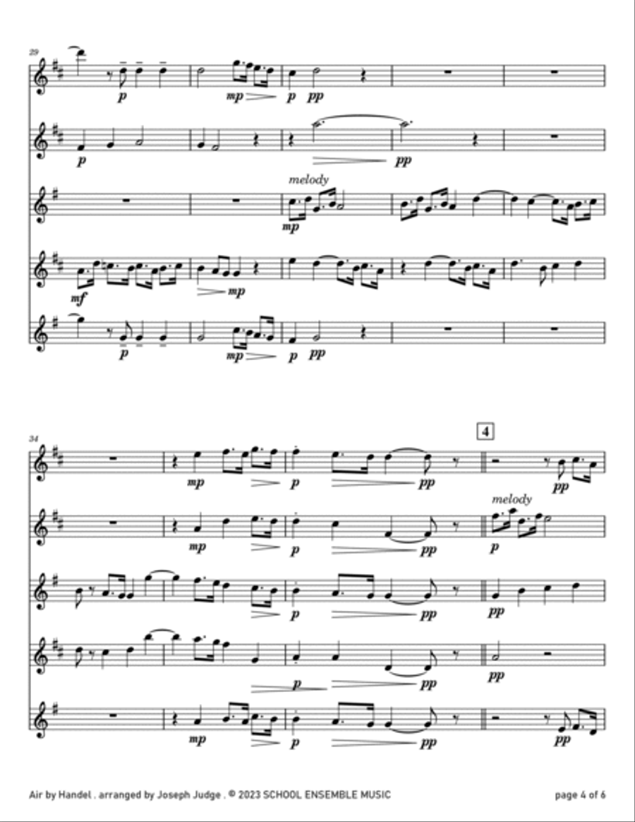 Air by Handel for Saxophone Quartet in Schools Saxophone Quartet scores gallery preview page 4