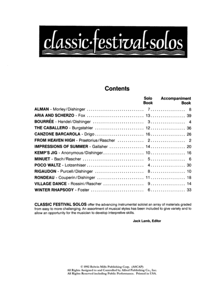 Classic Festival Solos (E-flat Alto Saxophone), Volume 1