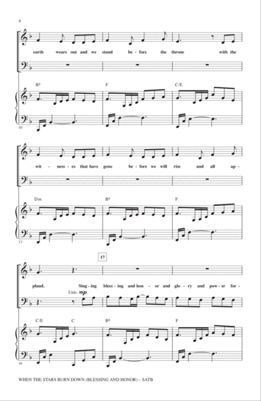 When The Stars Burn Down (Blessing And Honor) 4-Part scores gallery preview page 2