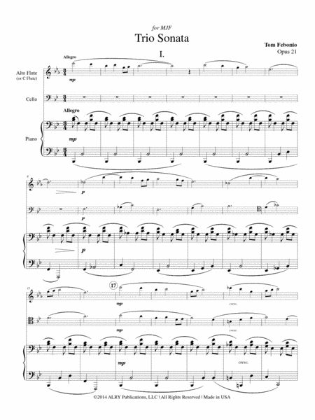 Trio Sonata for alto flute, cello, and piano, Opus 21