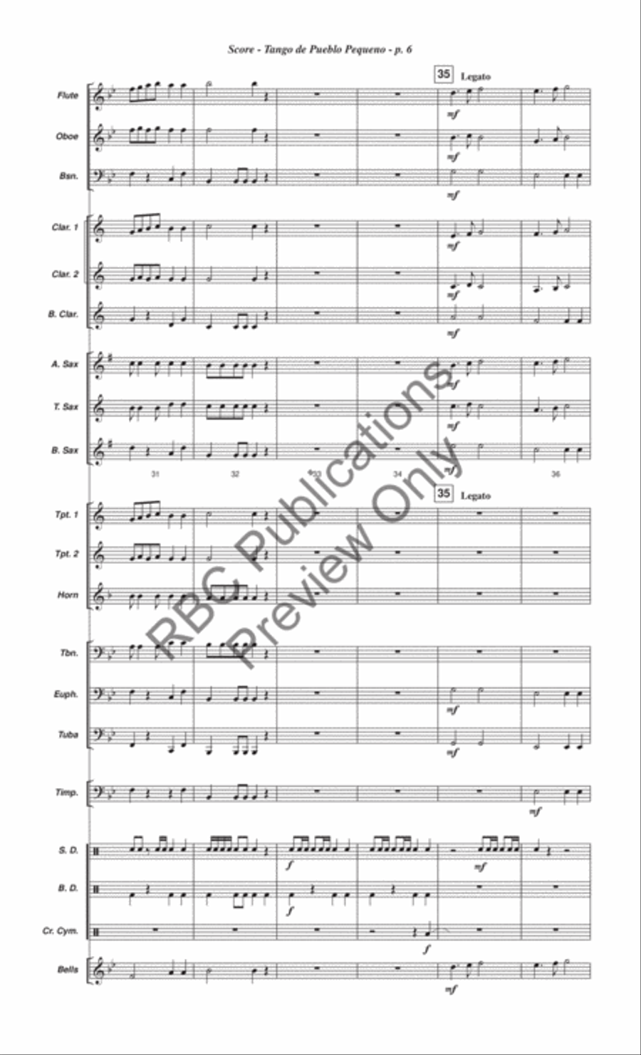 Tango De Pueblo Pequeno Concert Band scores gallery preview page 9