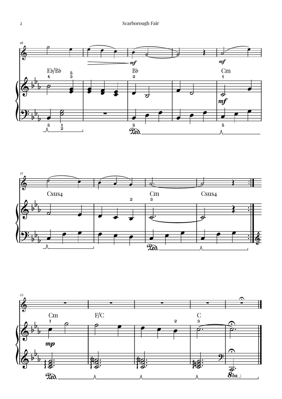Scarborough Fair Alto Saxophone scores gallery preview page 2
