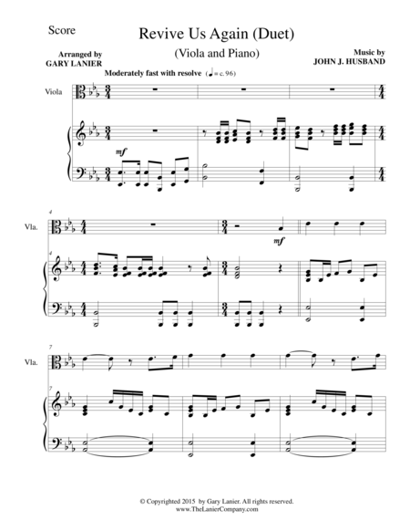 REVIVE US AGAIN (Duet – Viola and Piano/Score and Parts) image number null