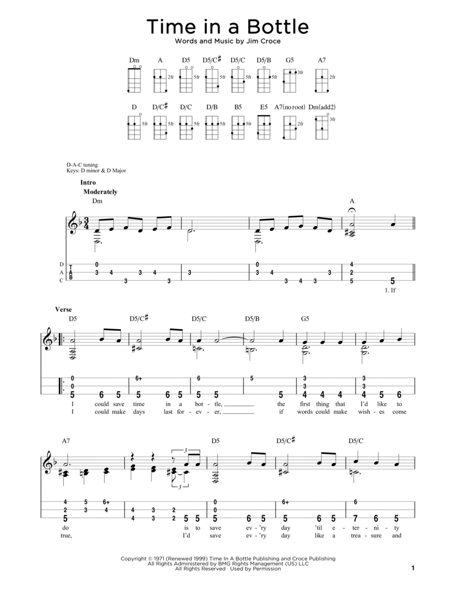 Time In A Bottle (arr. Steven B. Eulberg) Dulcimer scores gallery preview page 1