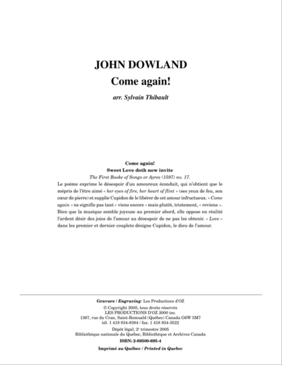 Come again! Come again! Guitar Ensemble scores gallery preview page 1