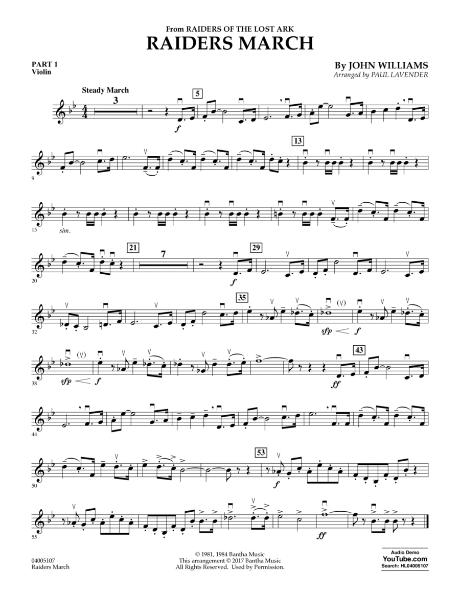 Raiders March - Pt.1 - Violin Concert Band scores gallery preview page 1