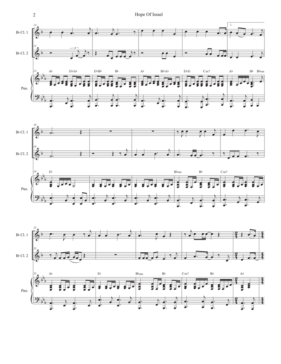 Hope Of Israel Clarinet Duet scores gallery preview page 2