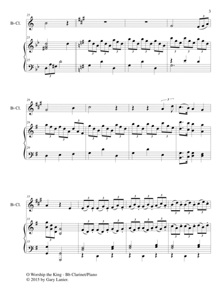 O WORSHIP THE KING (Duet – Bb Clarinet and Piano/Score and Parts) image number null
