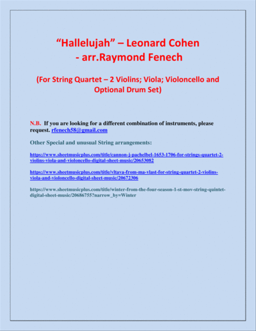 Hallelujah String Quartet scores gallery preview page 3