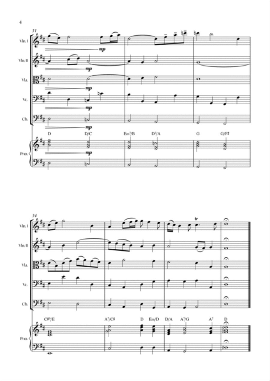 Air On The G String (from Suite No.3 in D Major) (Bach) - String quintet with Piano Cello scores gallery preview page 4