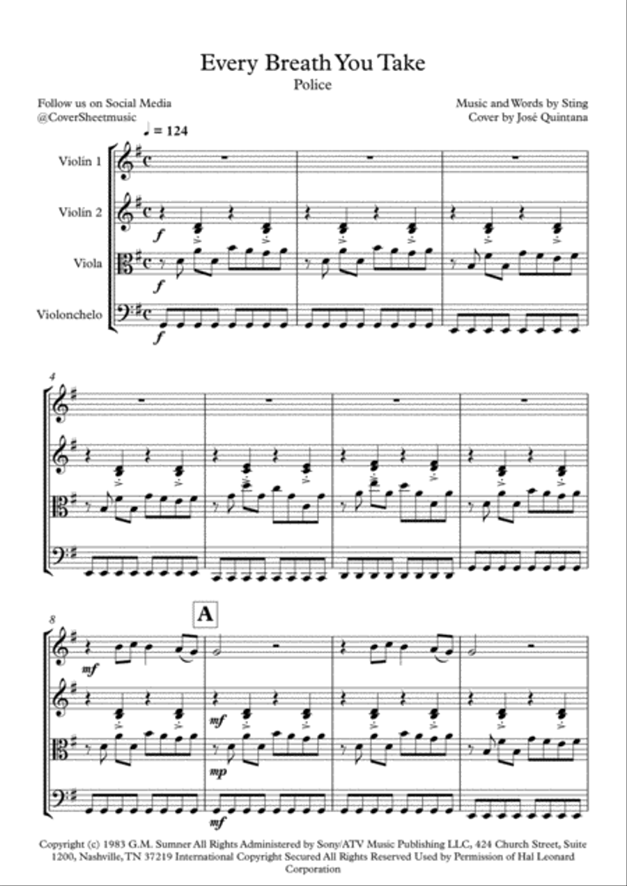 Every Breath You Take String Quartet scores gallery preview page 2