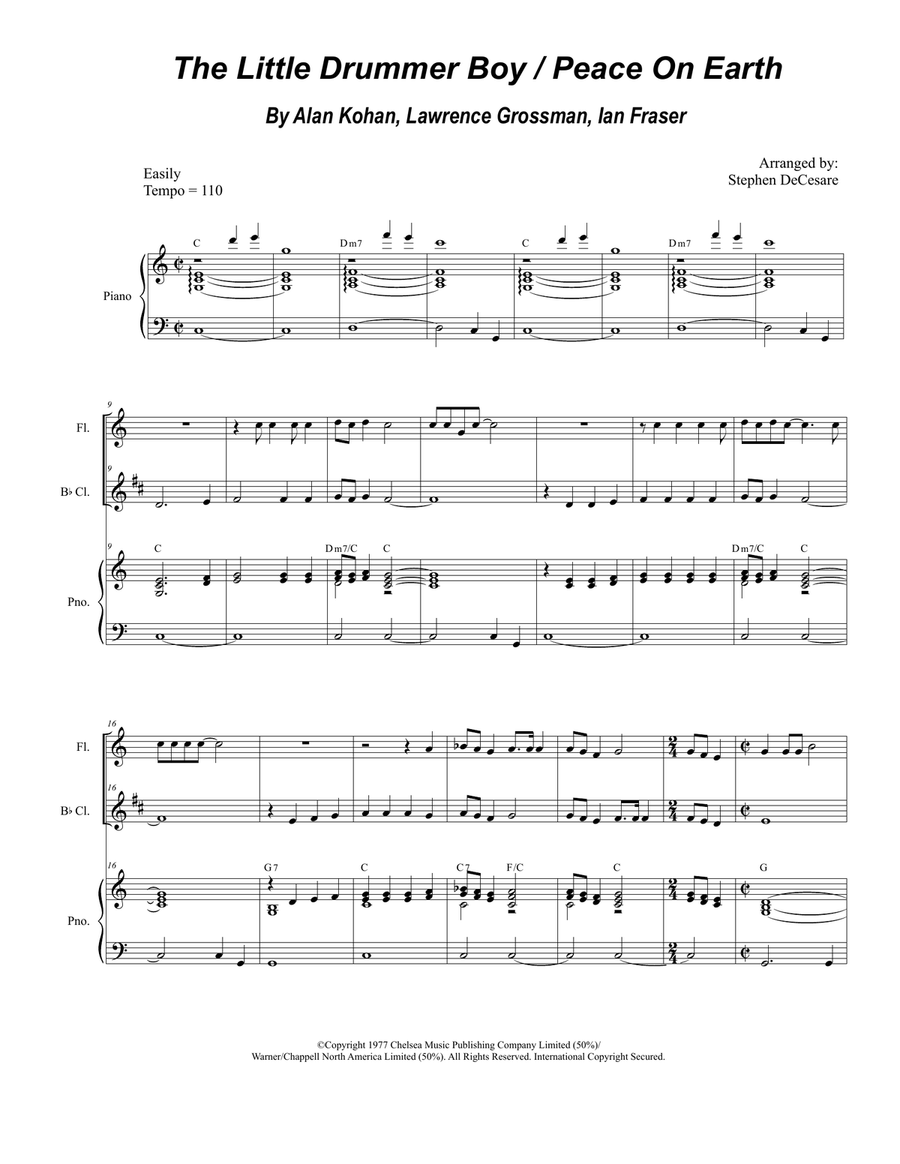 Peace On Earth Woodwind Duet scores gallery preview page 1