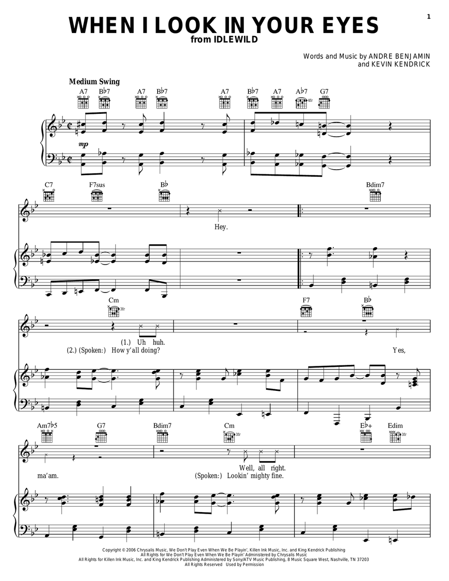 When I Look In Your Eyes Piano, Vocal, Guitar scores gallery preview page 1