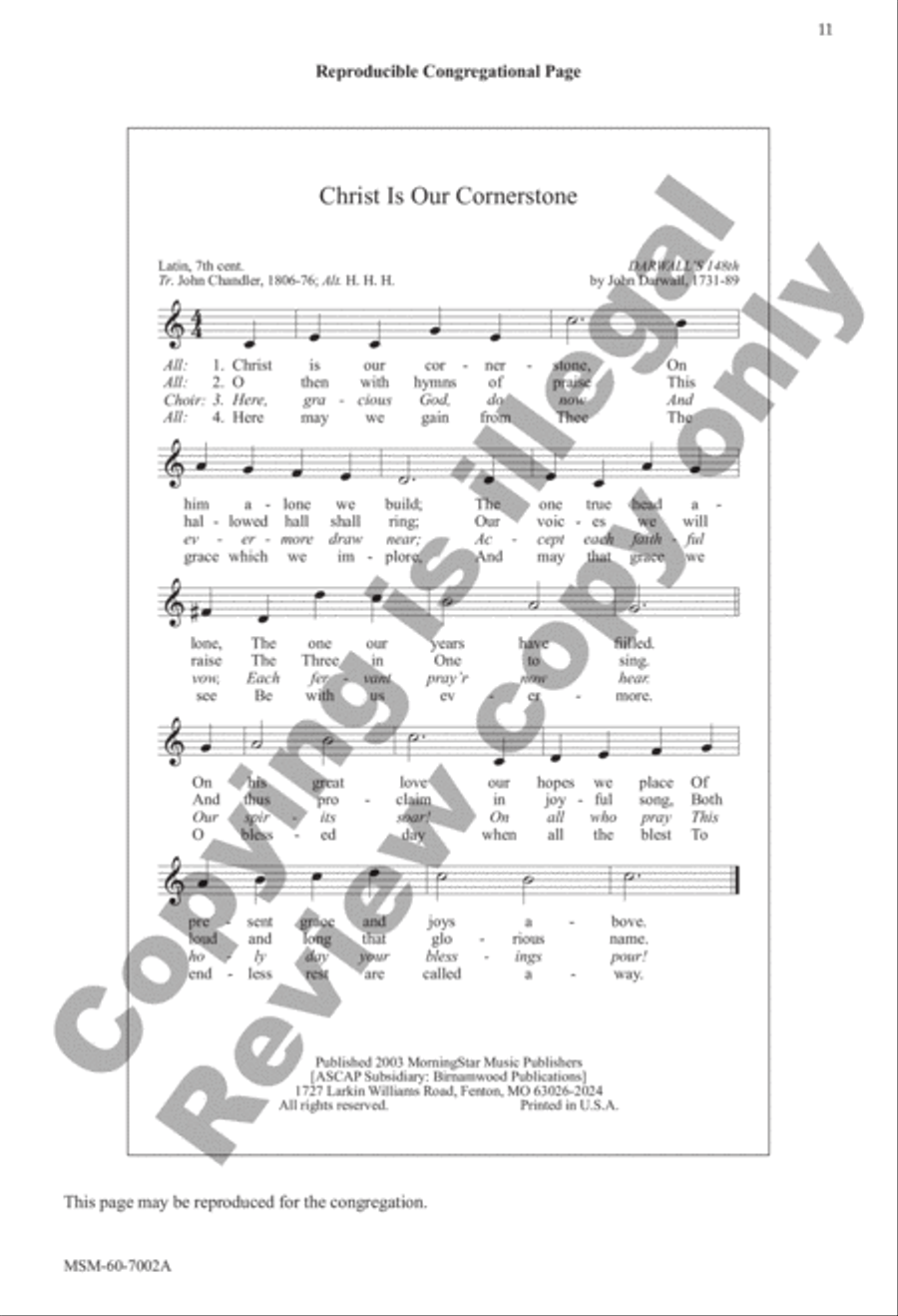 Christ Is Our Cornerstone Rejoice, the Lord Is King 4-Part scores gallery preview page 11