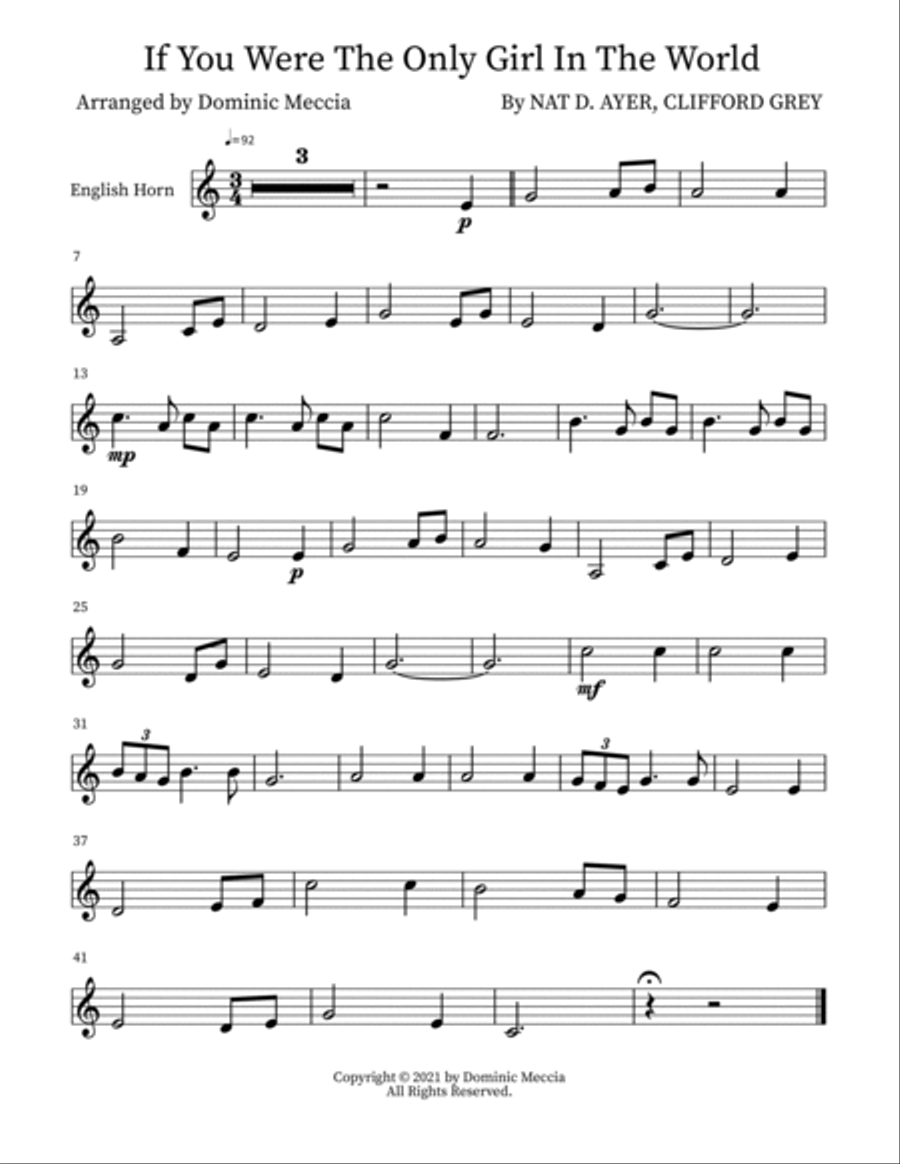 If You Were The Only Girl In The World English Horn scores gallery preview page 3