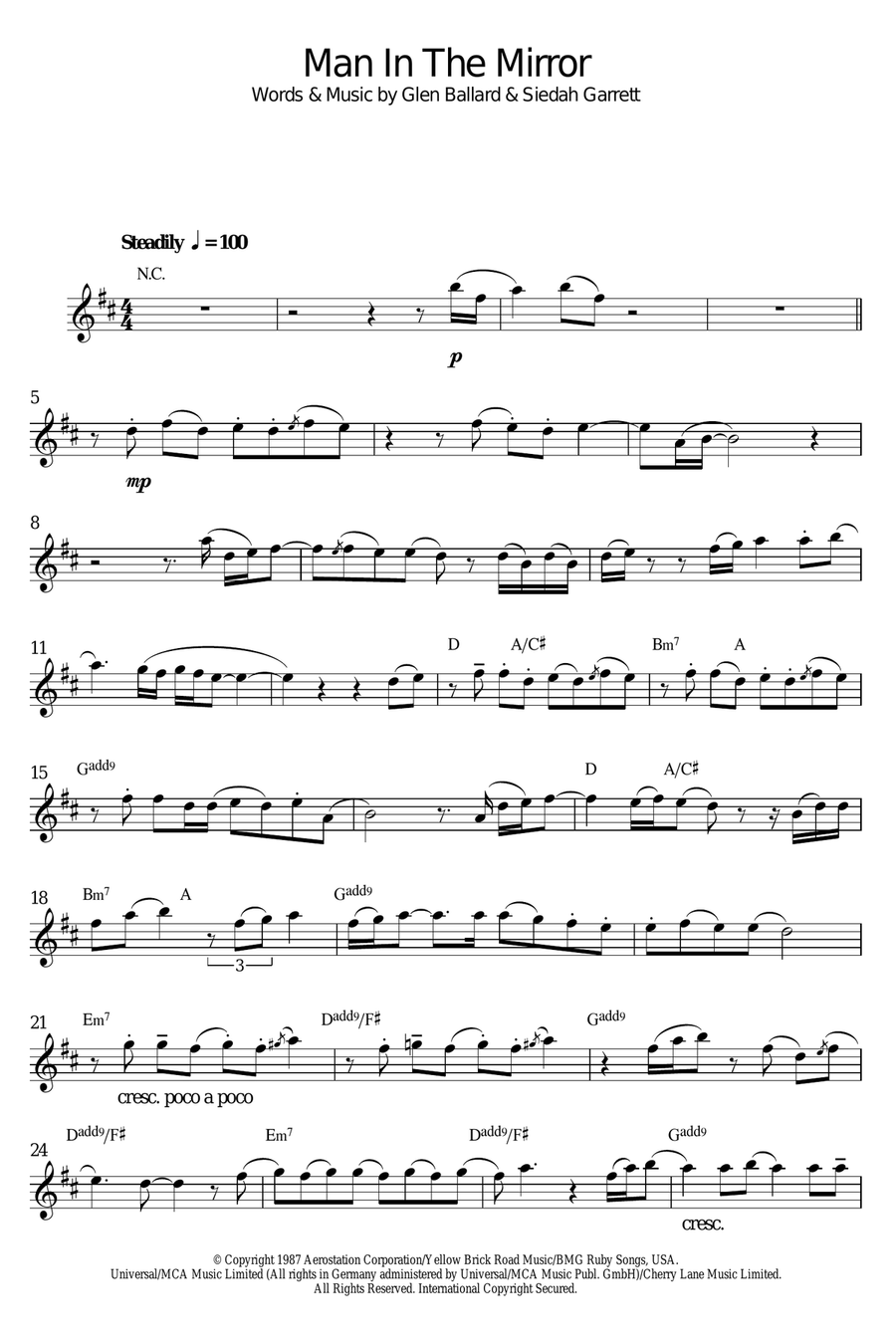 Man In The Mirror Alto Saxophone scores gallery preview page 1