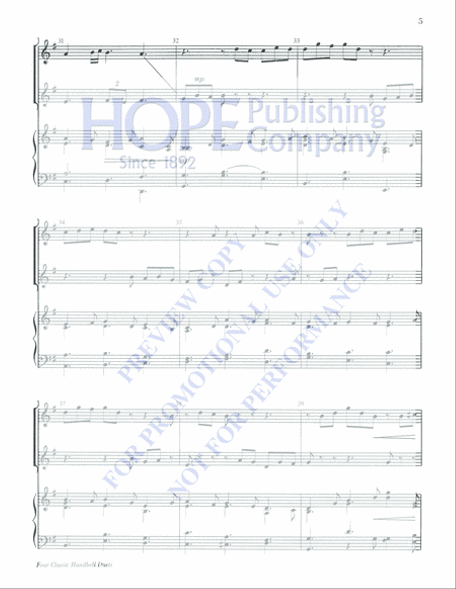 Four Classic Handbell Duets Percussion scores gallery preview page 5