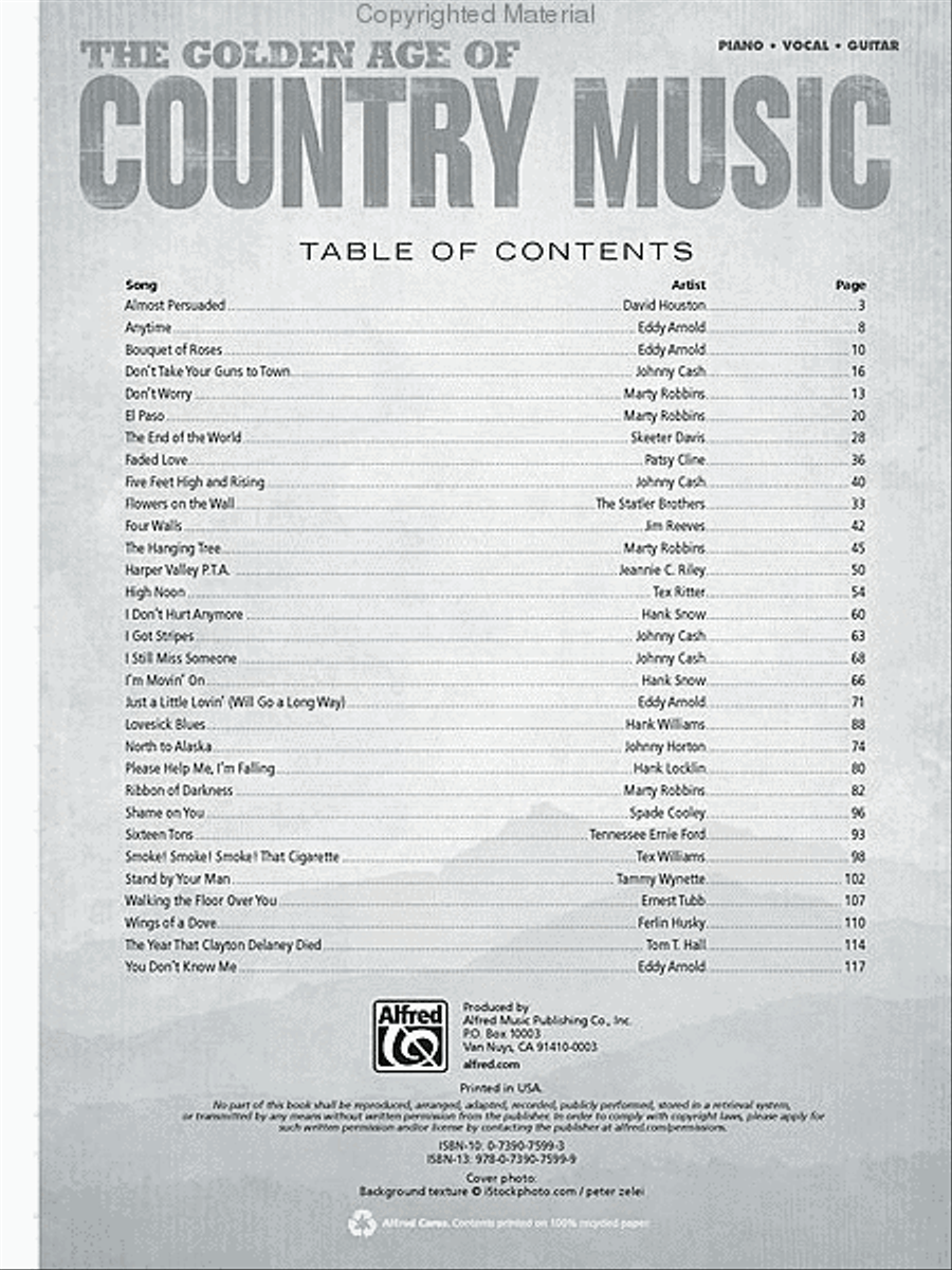 The Golden Age of Country Music Piano, Vocal, Guitar scores gallery preview page 2