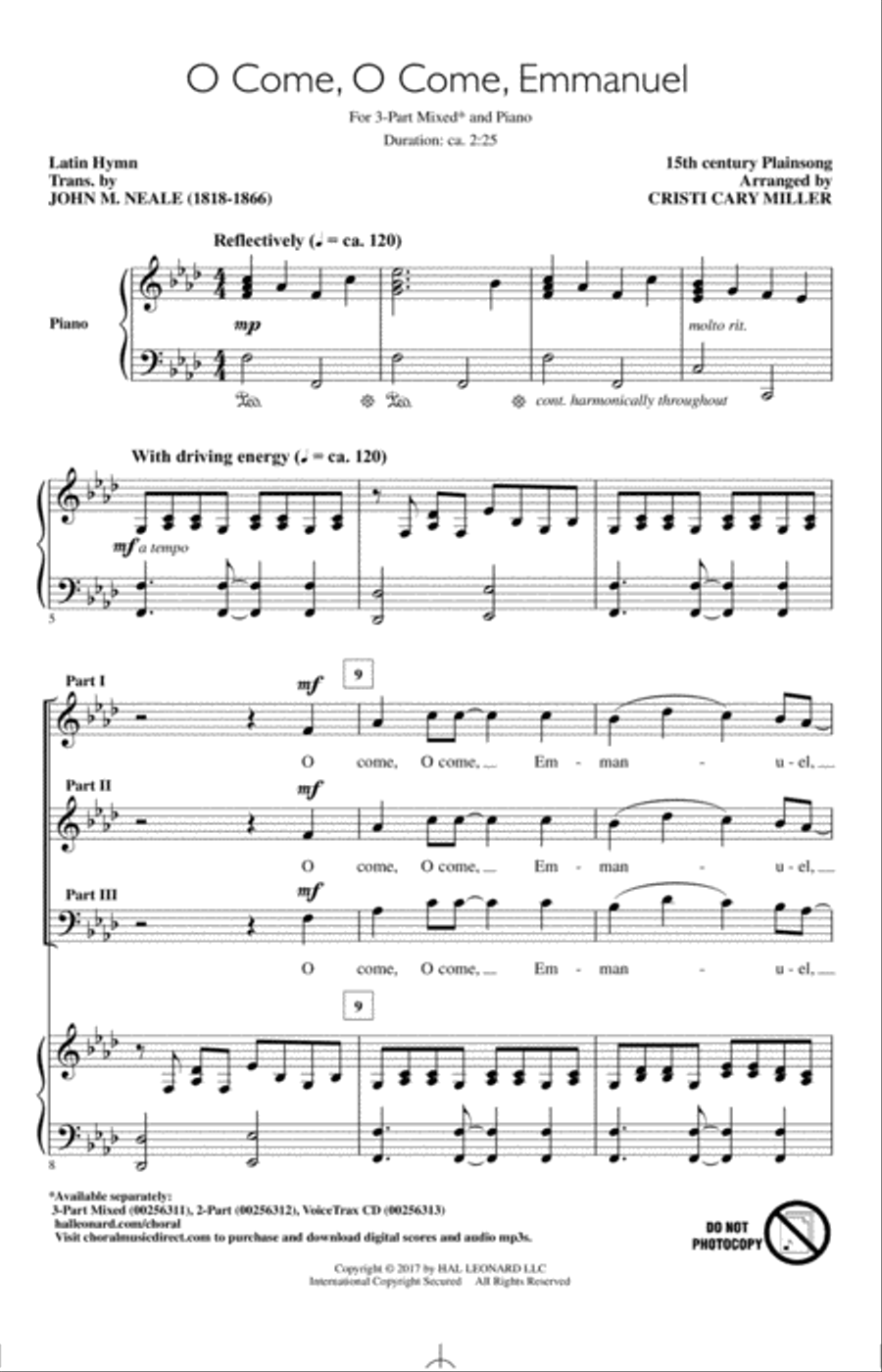 O Come, O Come Emmanuel 3-Part scores gallery preview page 1