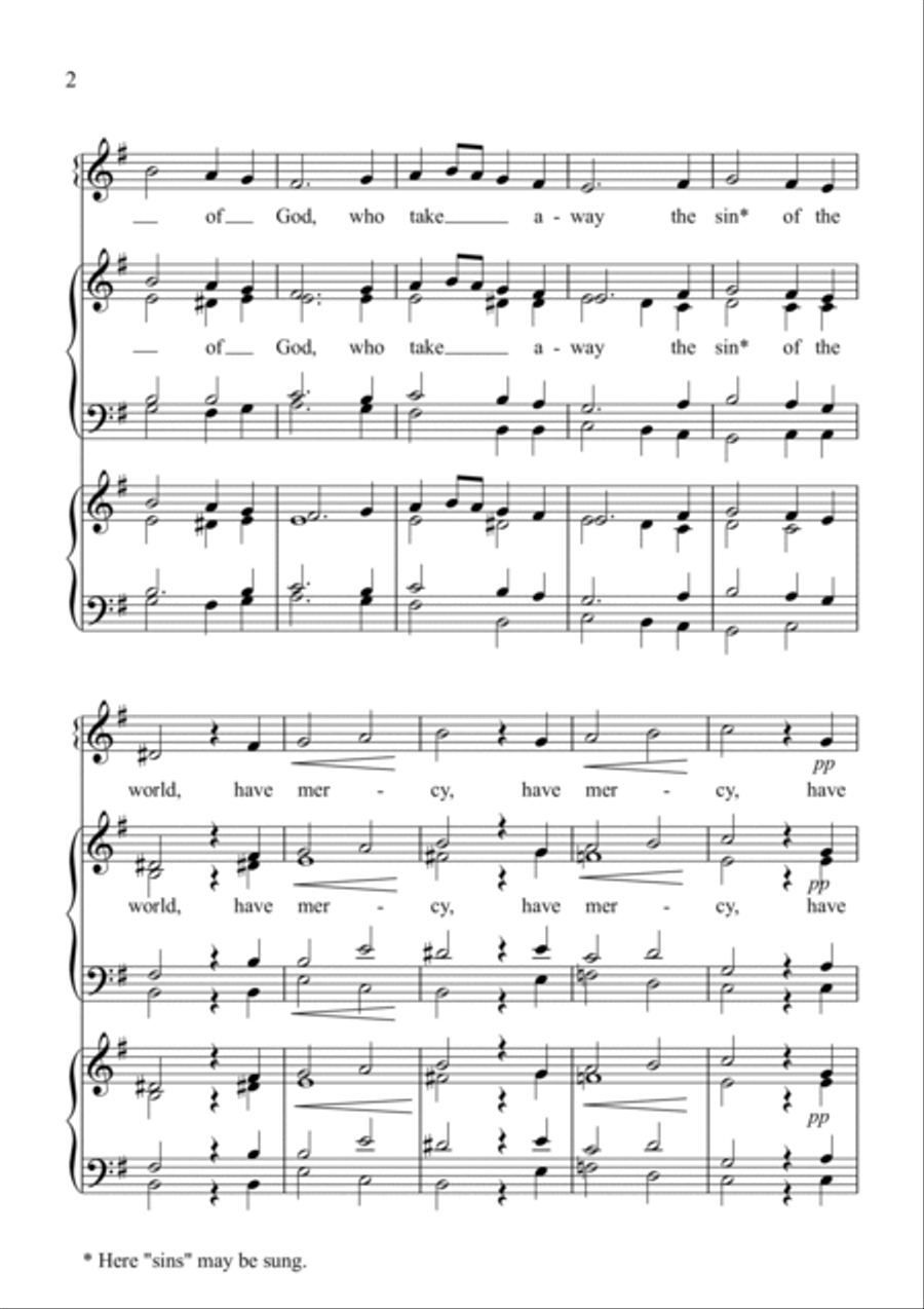 Lamb of God (setting 1) Voice scores gallery preview page 2
