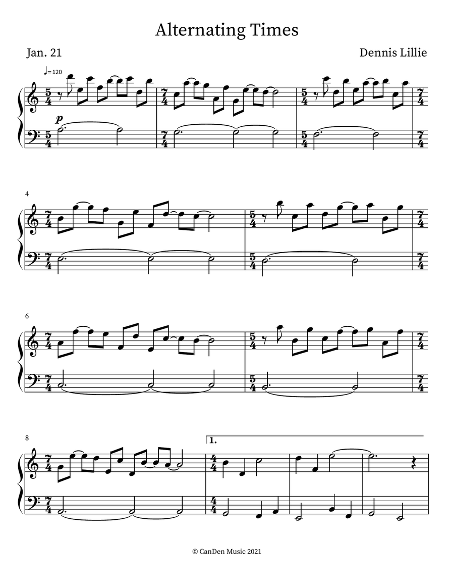 Alternating Times Alternating Times Piano scores gallery preview page 1