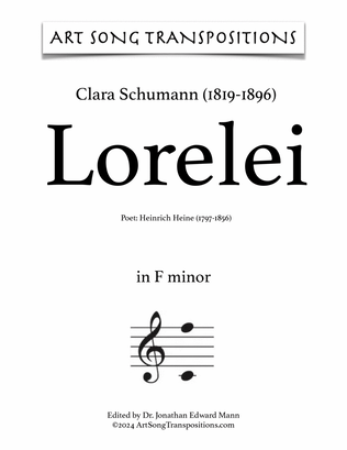 Book cover for SCHUMANN: Lorelei (transposed to F minor)