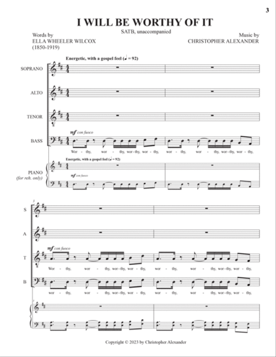 I Will Be Worthy of It 4-Part scores gallery preview page 3